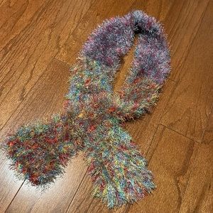***SOLD***Handmade rainbow color Eyelash Yarn Scarf / Boa